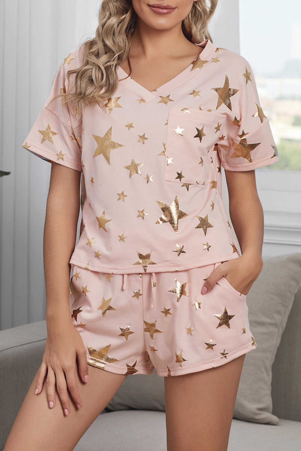 Star V Neck Lounge Set